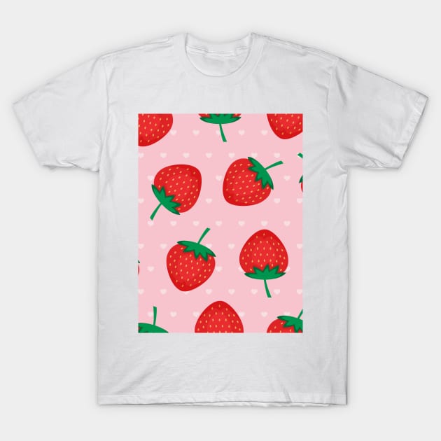 Pink Strawberries T-Shirt by NewburyBoutique